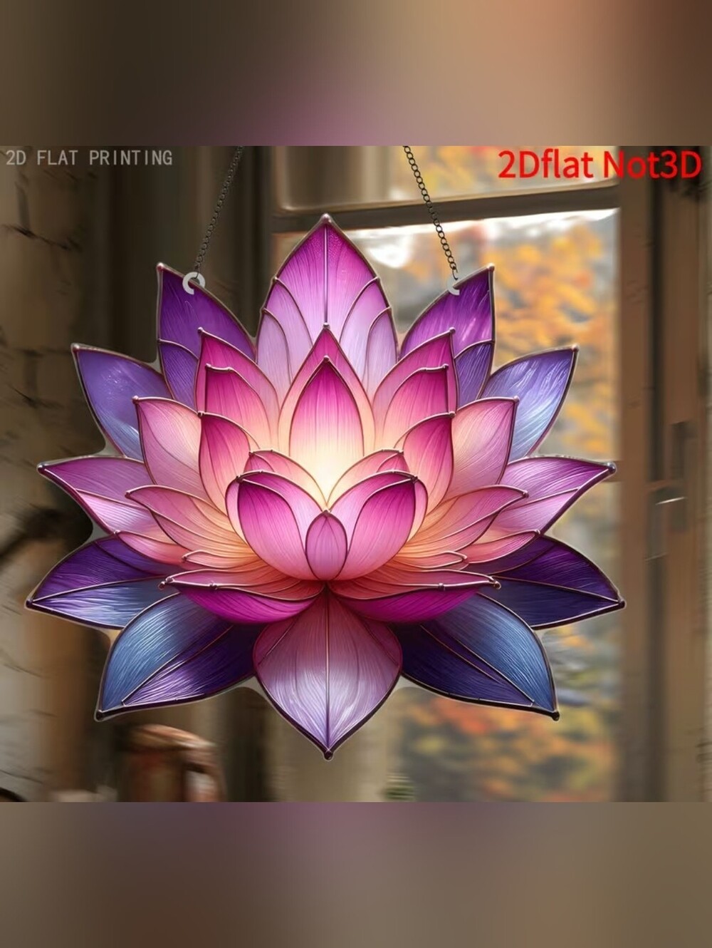 Pink Purple Lotus Suncatcher Hanging Wall Art